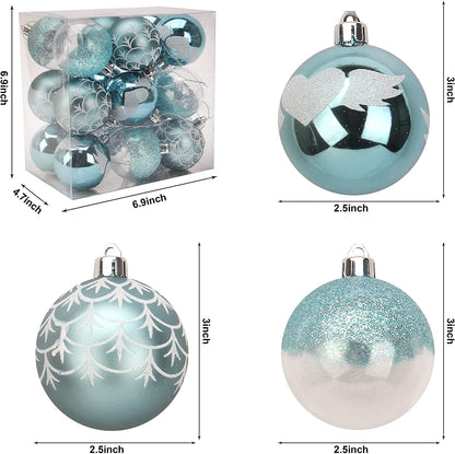 6CM Christmas Ornaments with Gradient Baby Blue, 18 Pcs