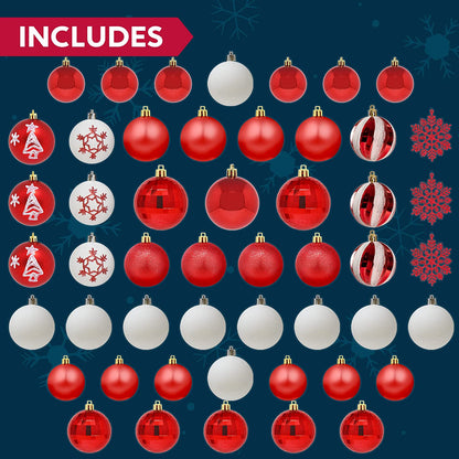 50 Pcs Christmas Ornaments, Red and White