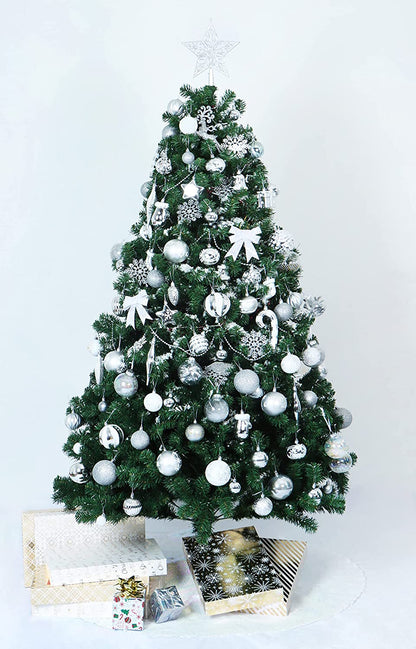 157 Pcs Christmas Ornaments with a Star Tree Topper Silver & White