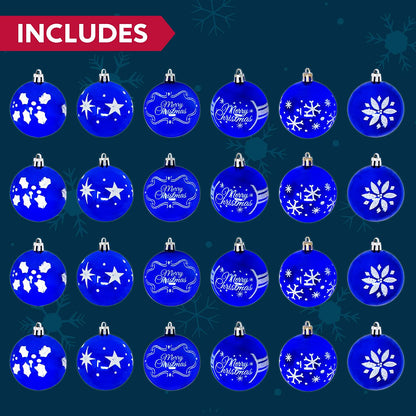 60mm/2.36" Blue Christmas Ornament with Glittering Painting 24Pcs