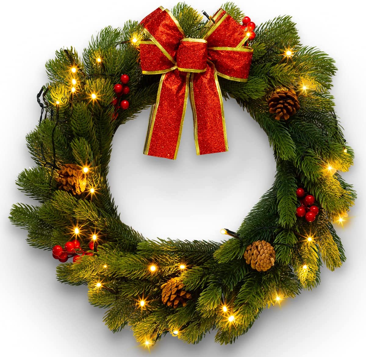 20in Christmas Wreath with Bow
