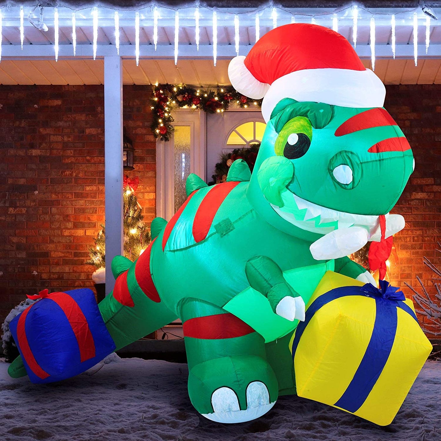 Christmas Large Dinosaur Inflatable (6 ft)