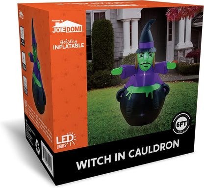 6ft Halloween Inflatable Witch in Cauldron