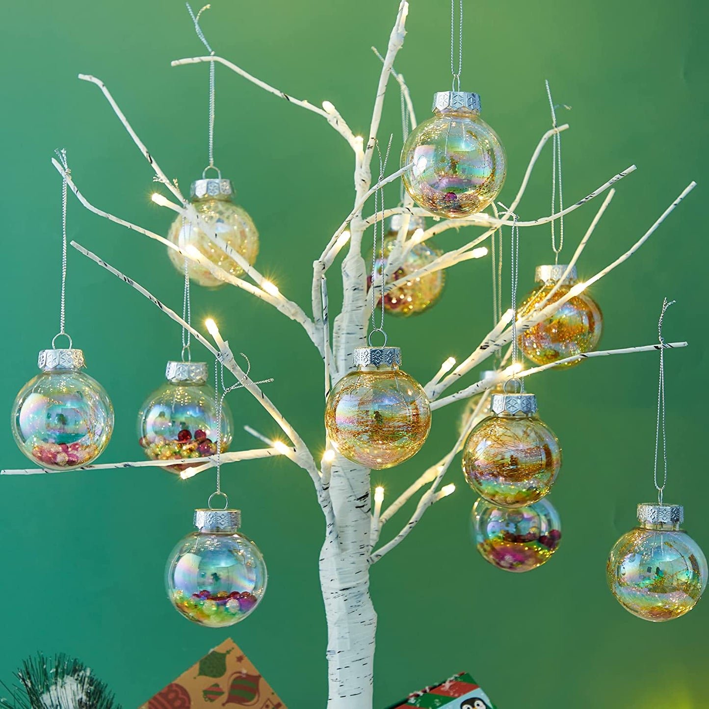 12 Pcs Chrome Christmas Ornaments 2.36in