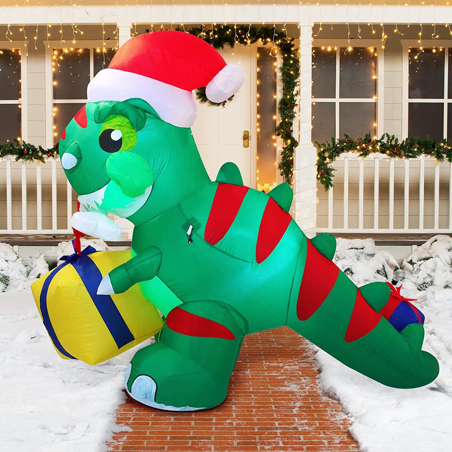 Christmas Large Dinosaur Inflatable (6 ft)