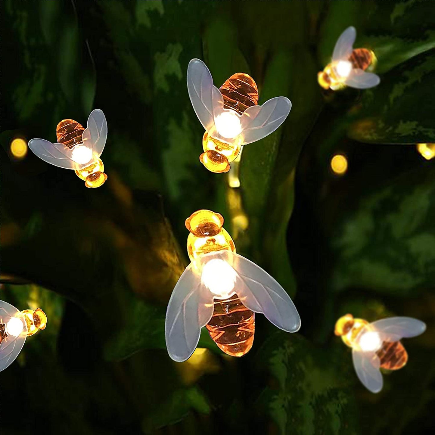 21ft 30 LED Honey Bees Fairy String Lights Warm White
