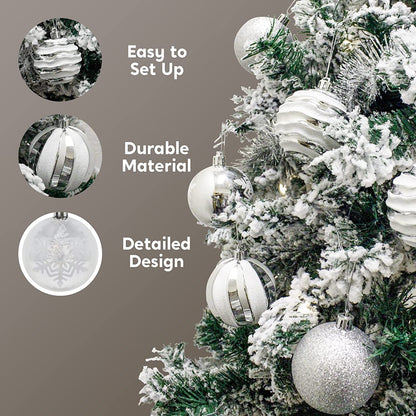 24 Pcs Christmas Ball Ornaments, Silver and White
