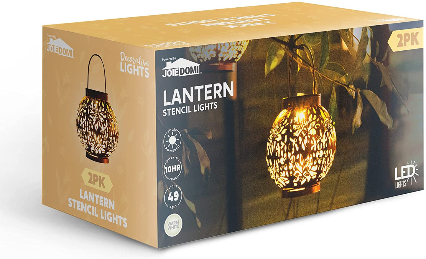 2 Pack Outdoor Solar Hanging Lantern Lights, Moroccan Lanterns