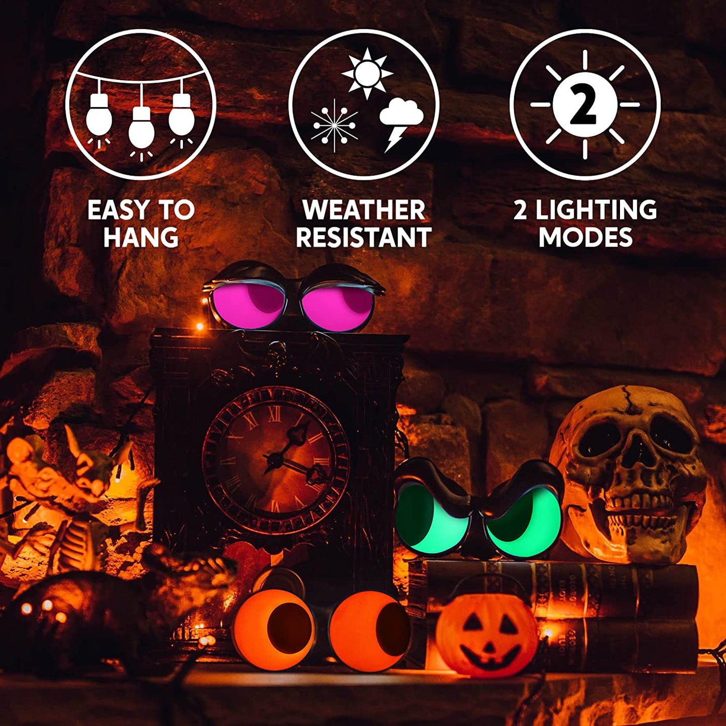 Halloween Flashing Peeping Eyes Lights (3 Pack); Neon