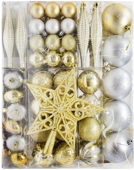 157 Pcs Gold & Silver Christmas Ornaments