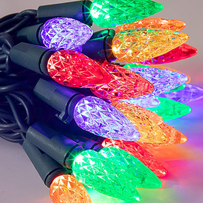 50 Multicolor LED C6 Green Wire String Lights