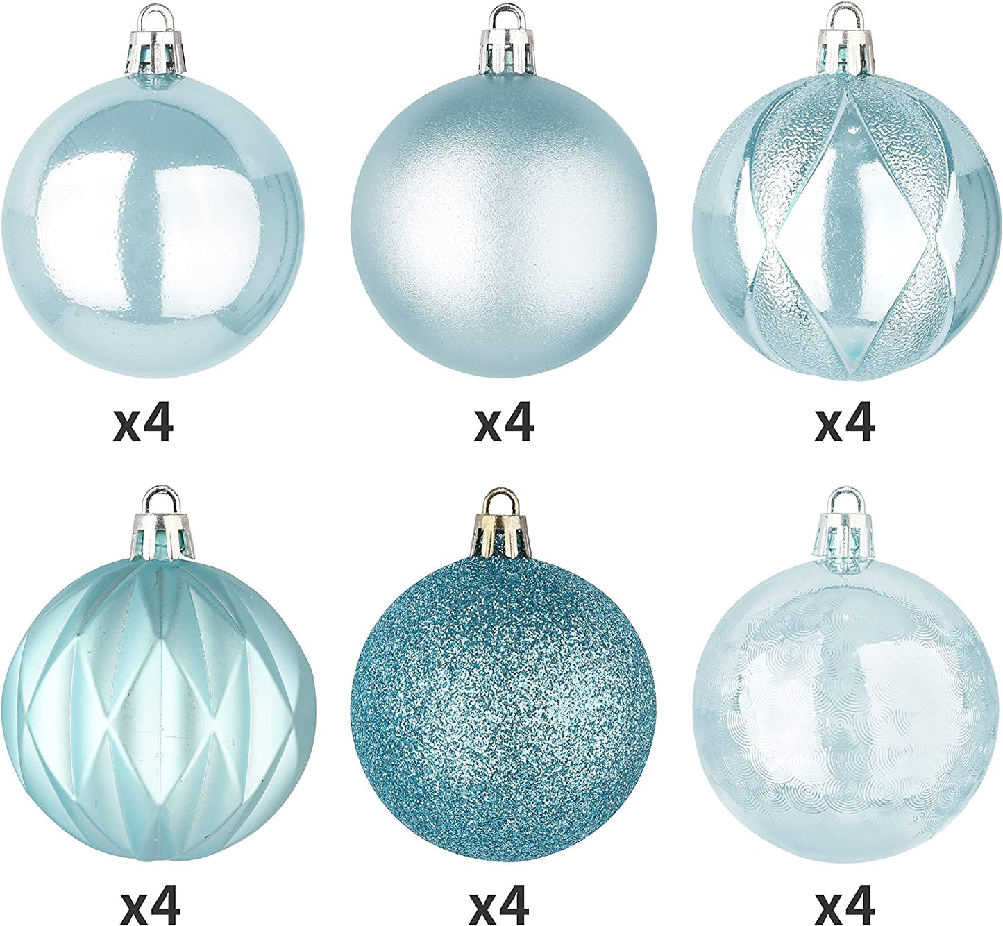 2.36" Teal Christmas Ball Ornaments 24Pcs