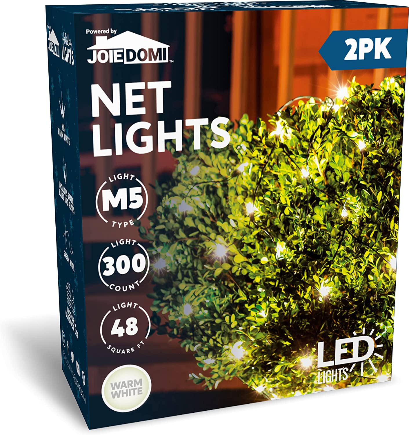 2 Pack 150 LED Christmas Net Lights Warm White