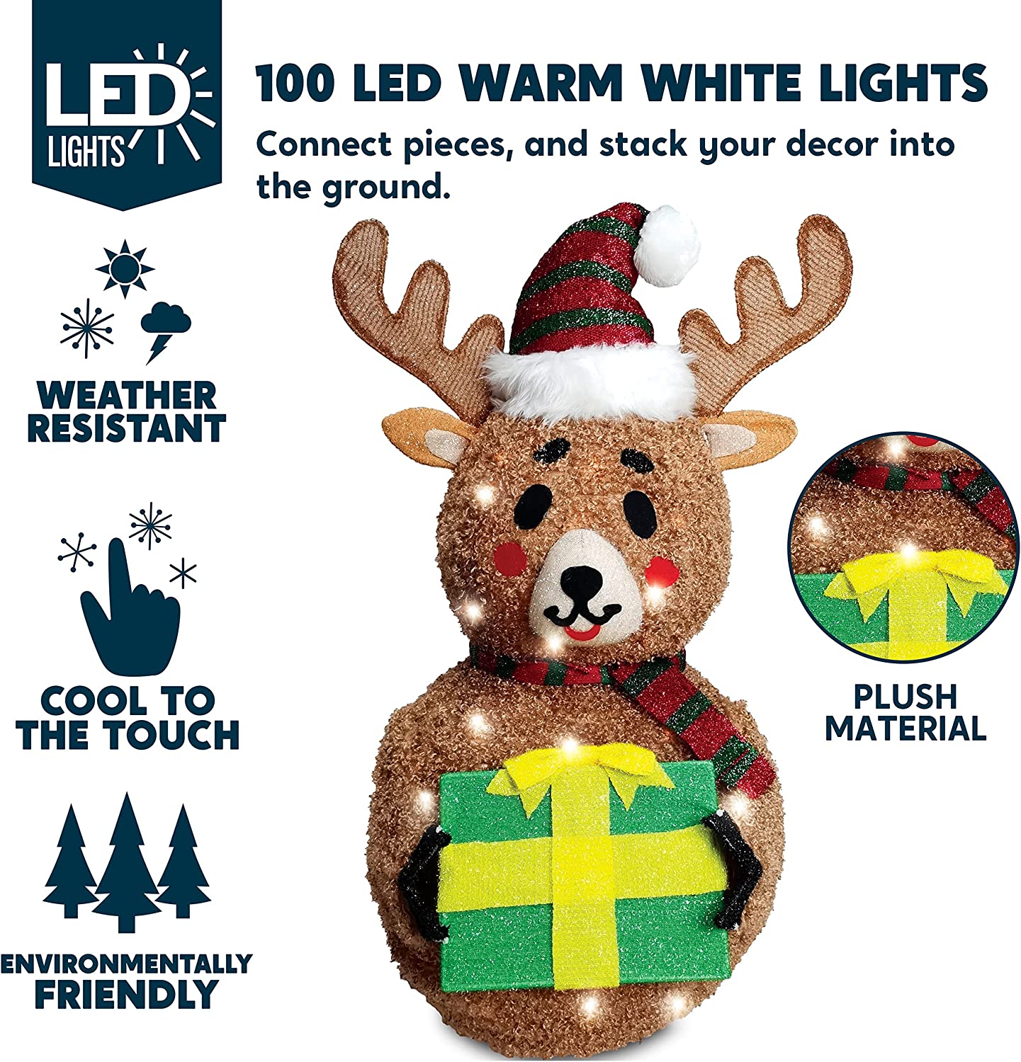 3 FT Collapsible Reindeer LED Yard Light