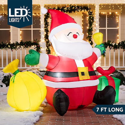 Large Santa  with Gift Bag Inflatable (7 ft)
