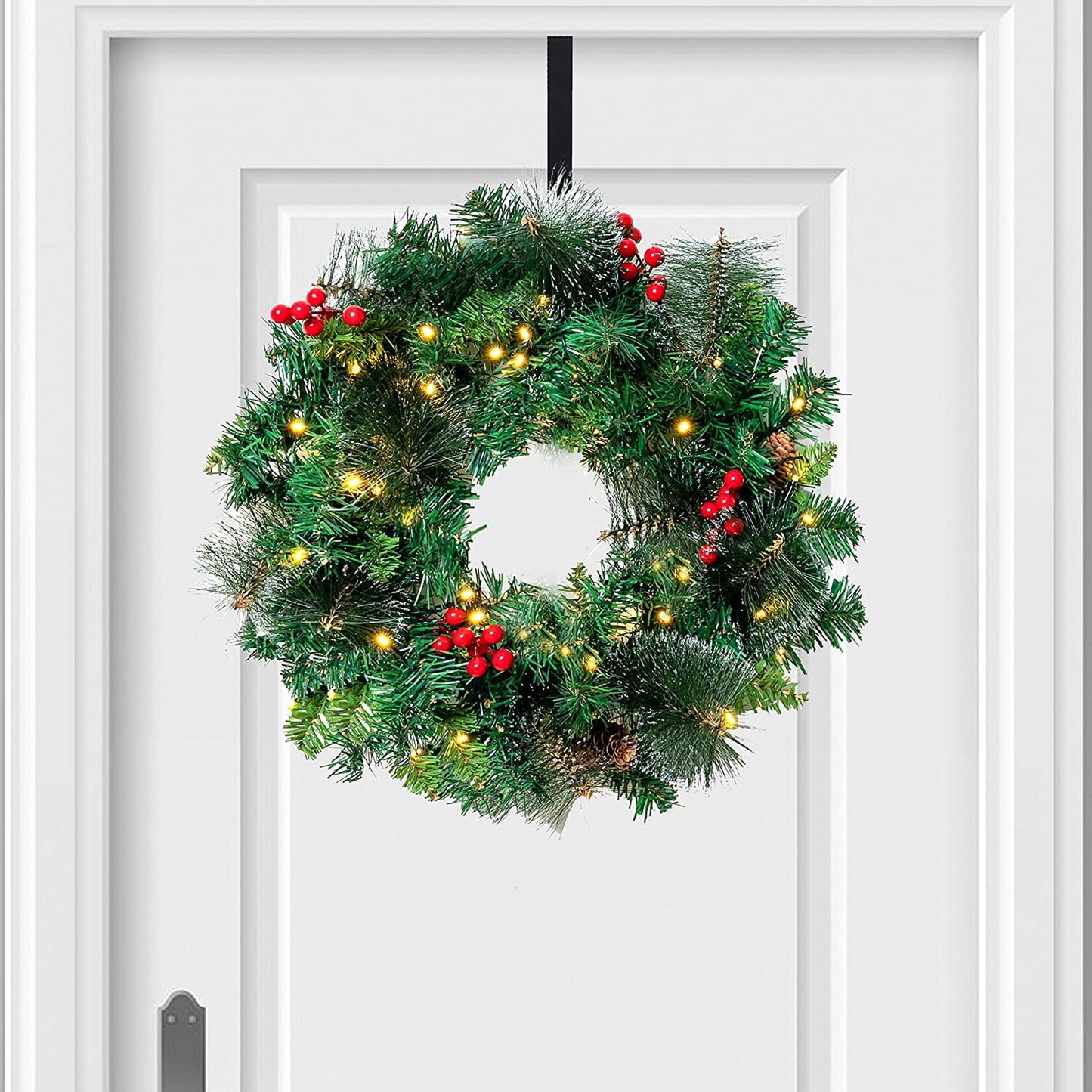 Artificial Christmas Wreath Prelit with 15in Hanger