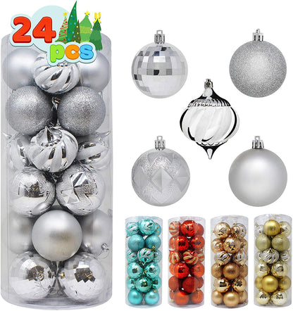 24 Pcs Christmas Ball Ornaments (Silver)