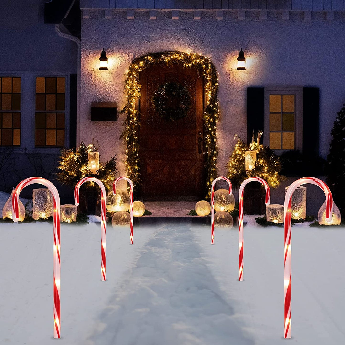 Christmas Candy Cane Pathway Markers 6 Pack