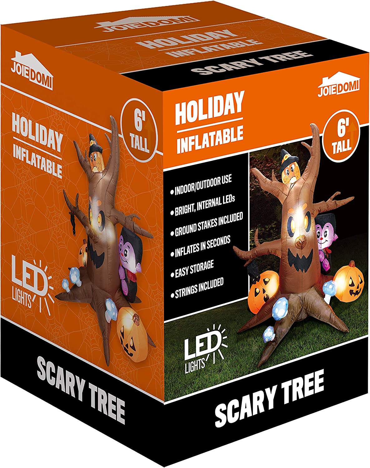 Large Scary Tree with Colorful Neon Light Mushrooms Inflatable (6 ft)