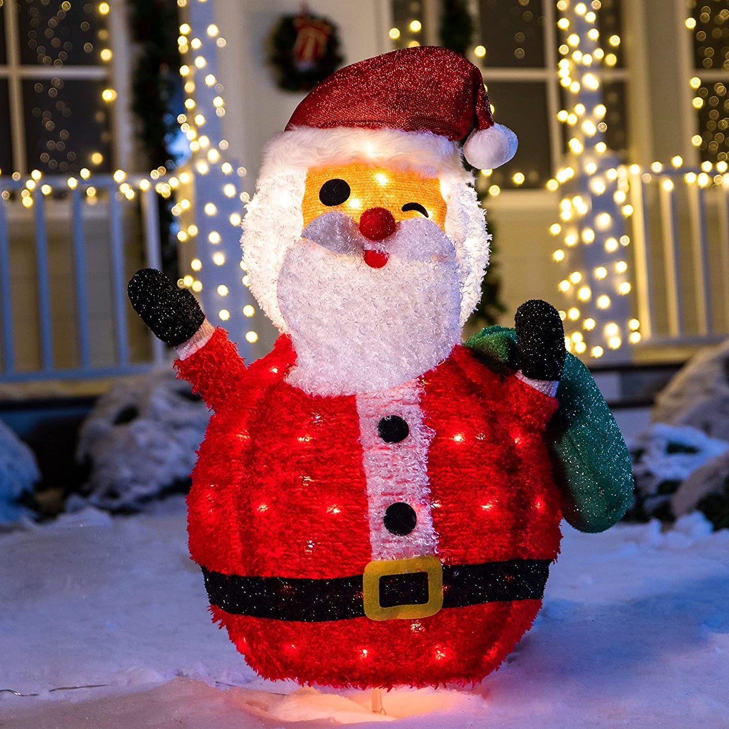 3ft Tinsel Collapsible Santa LED Yard Light