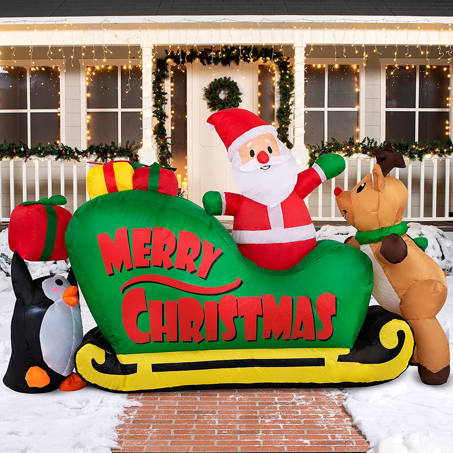 6ft Long Merry Christmas Sleigh Christmas Inflatable