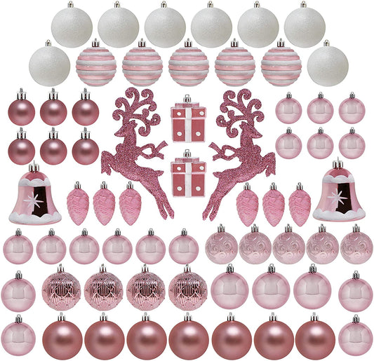 66 Pcs Rose Gold Christmas Assorted Ornaments