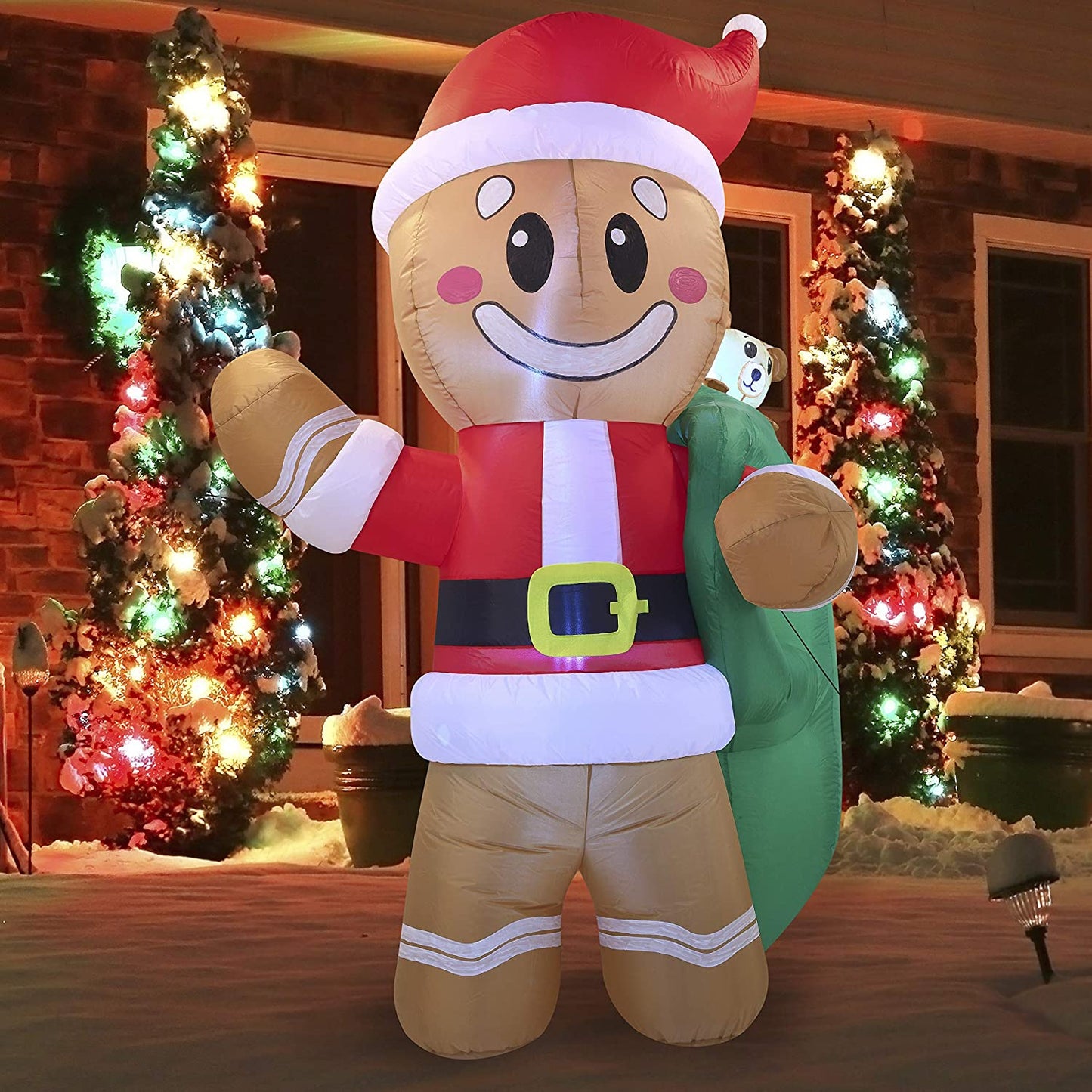 Large Santa Helper Gingerbread Man Inflatable (6 ft)