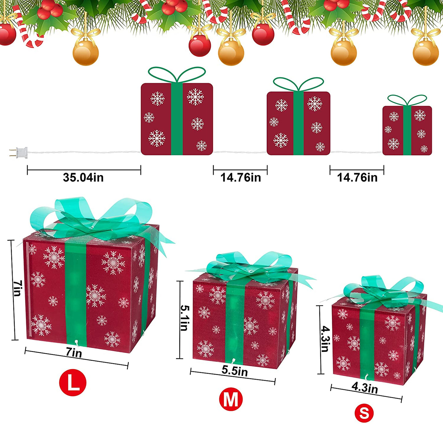 Set of 3 Snowflakes Christmas Light Gift Boxes D¡§|cor