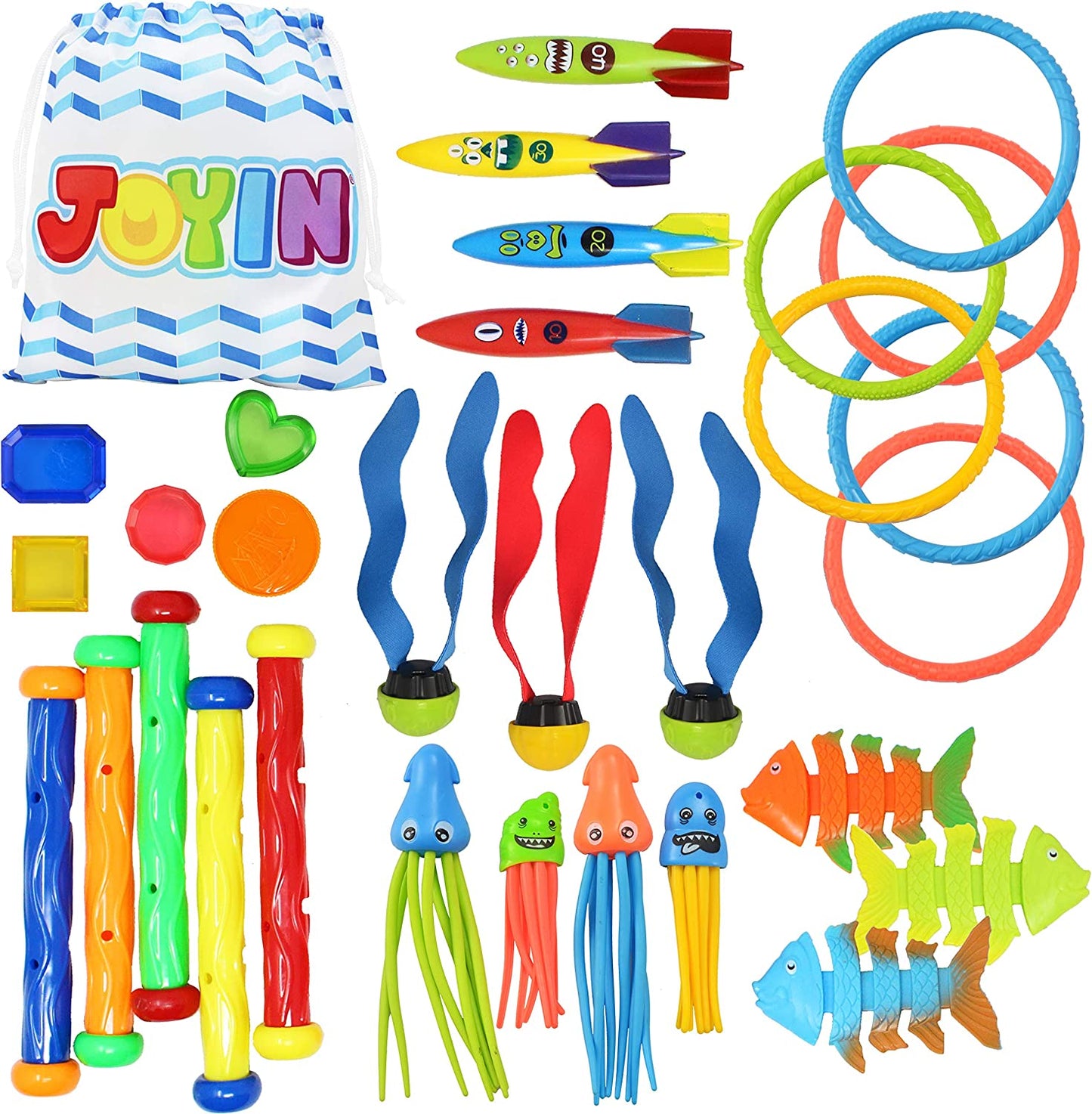 Sloosh- 30 Pcs Diving Pool Toys Jumbo Set