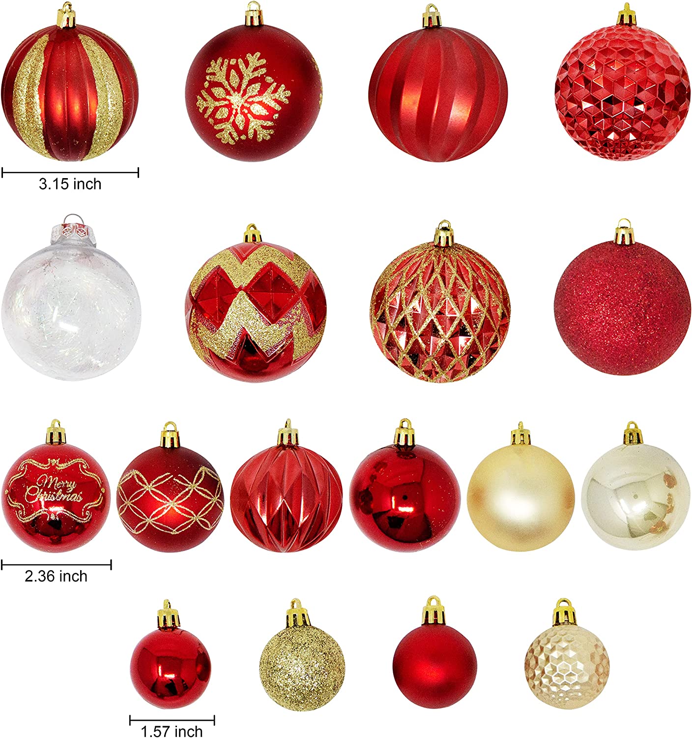 87ct Assorted Red & White Christmas Ornaments Set with Pine Corn