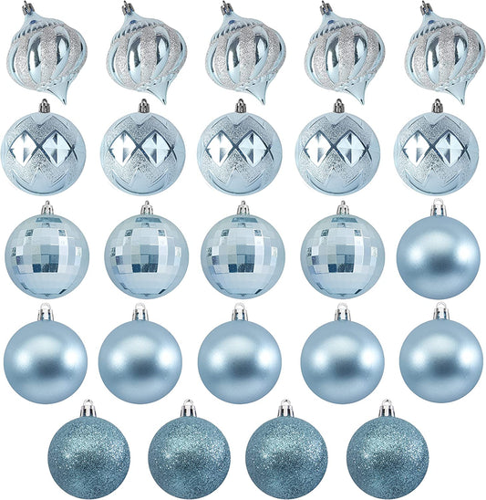 80mm 24ct Basic Christmas Ball Ornaments - Baby Blue