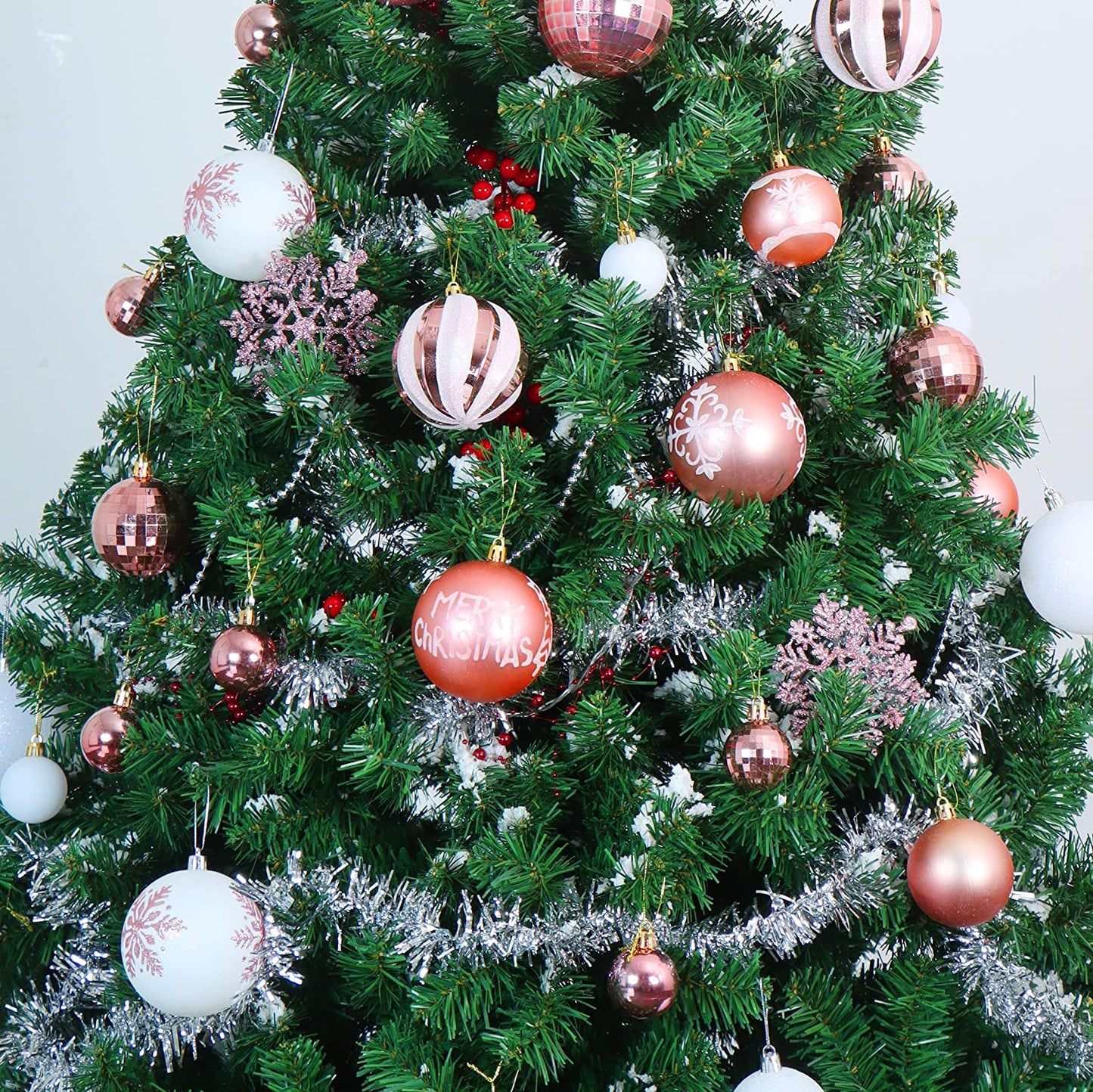 88 Pcs Rose Gold & White Christmas Ornaments