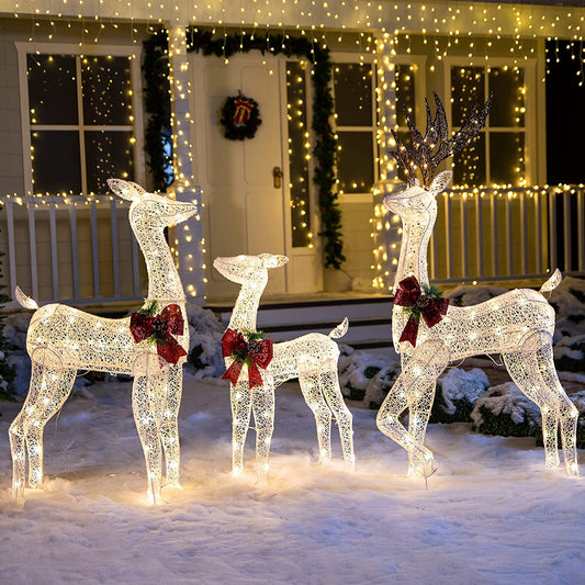 3 Pcs Christmas Reindeers LED Yard Lights