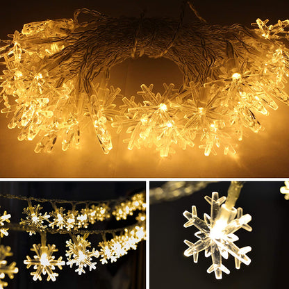 16ft 40 LED Snowflake Fairy Lights, Warm White