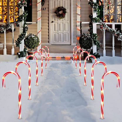 Christmas Candy Cane Pathway Markers Lights with Stake,12 Pack