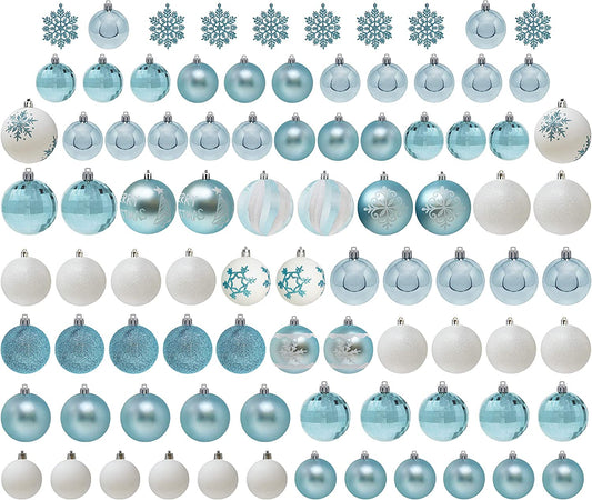 Christmas Ornaments, Blue and White, 88 Pcs