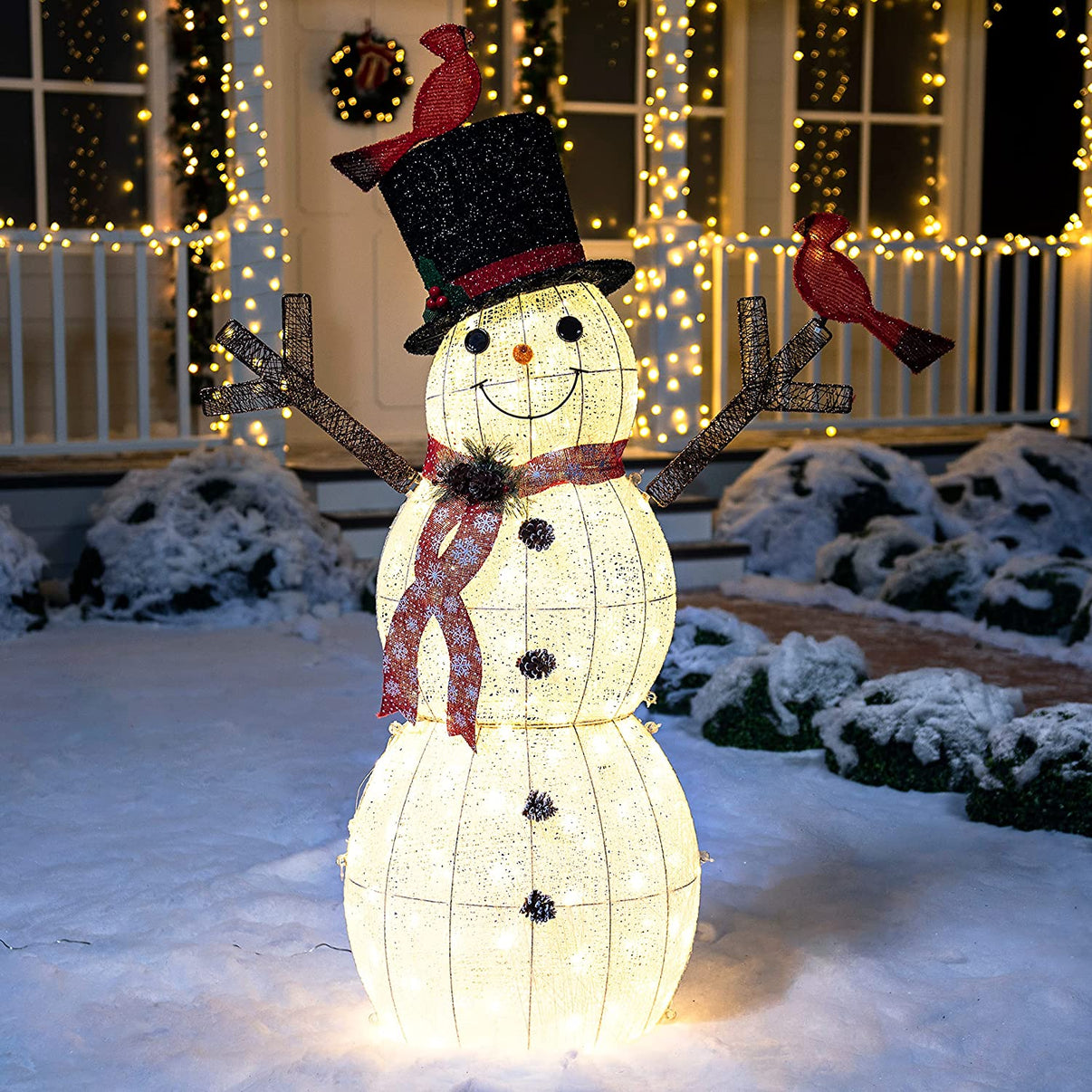 JOIEDOMI | 5FT COTTON SNOWMAN LED YARD LIGHT