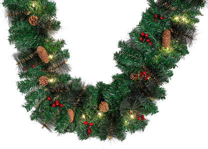 9 ft Artificial Garland with 50 Lights & Decorations