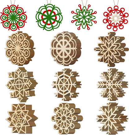 36Pcs Snowflake Wooden Ornaments