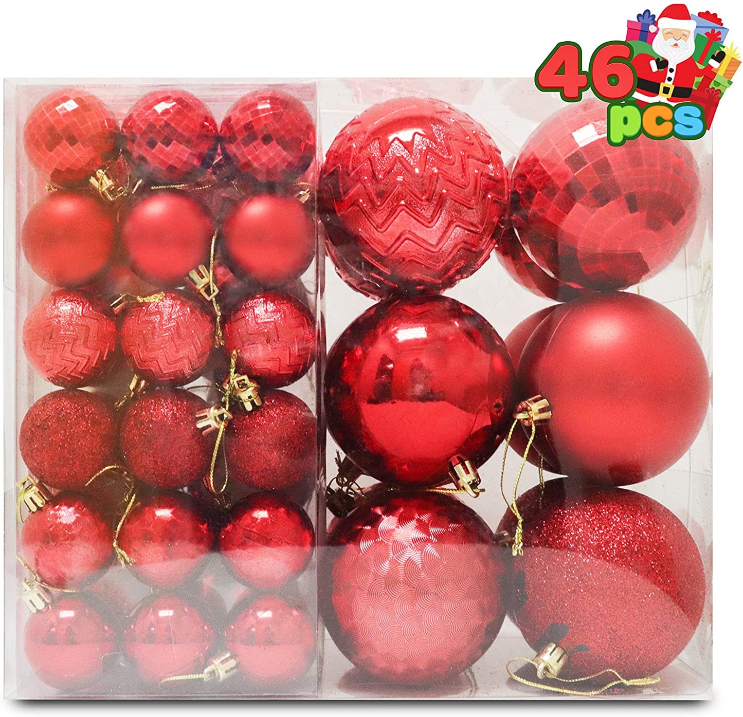46ct Assorted Size Red Christmas Ball Ornaments