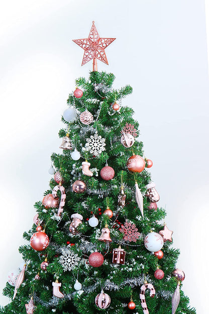 157 Pcs Christmas Ornaments with a Star Tree Topper Rosegold & White