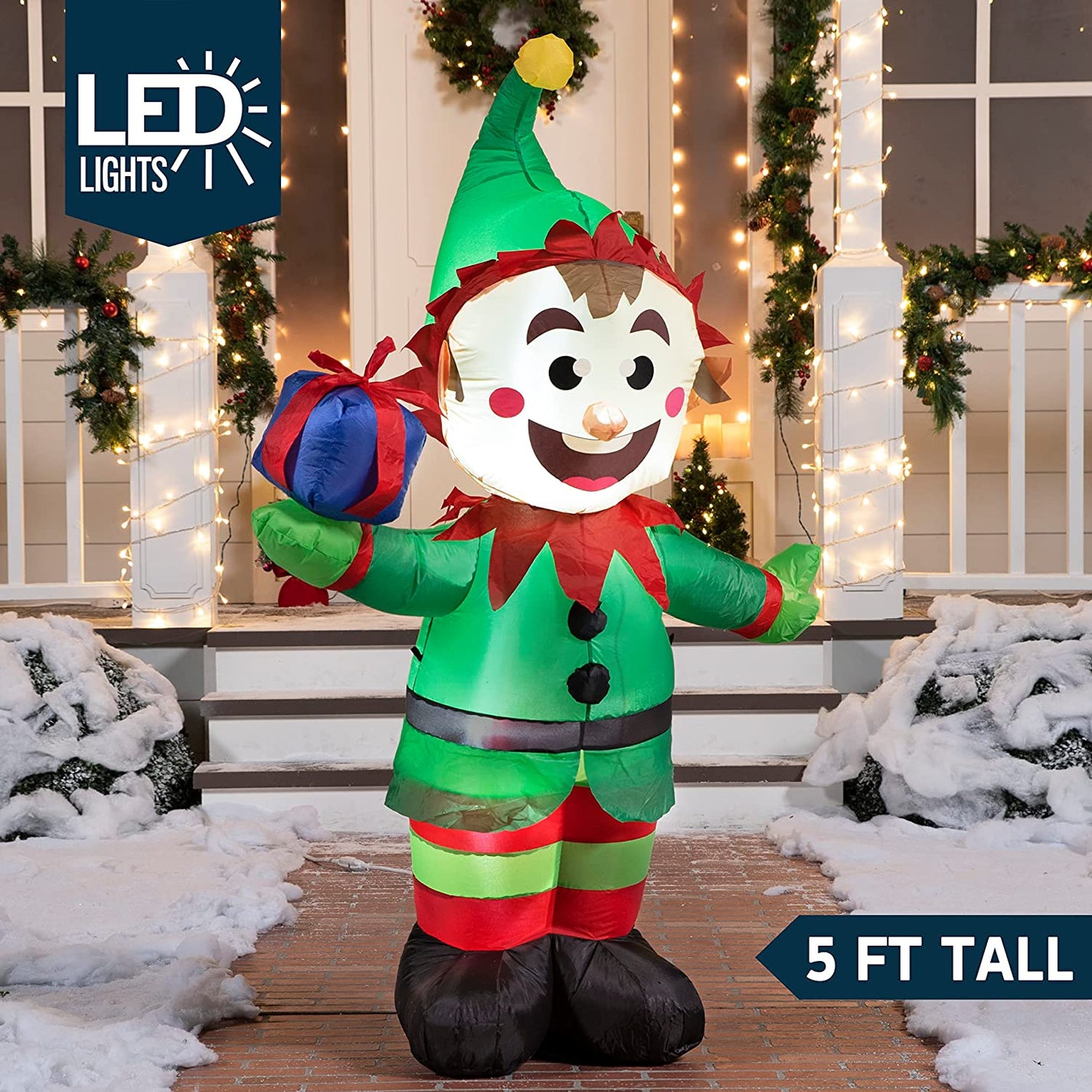 Tall Elf with Present Inflatable (5 ft) – JOIEDOMI