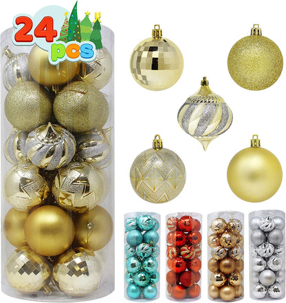 24 Pcs Christmas Ball Ornaments (Gold)