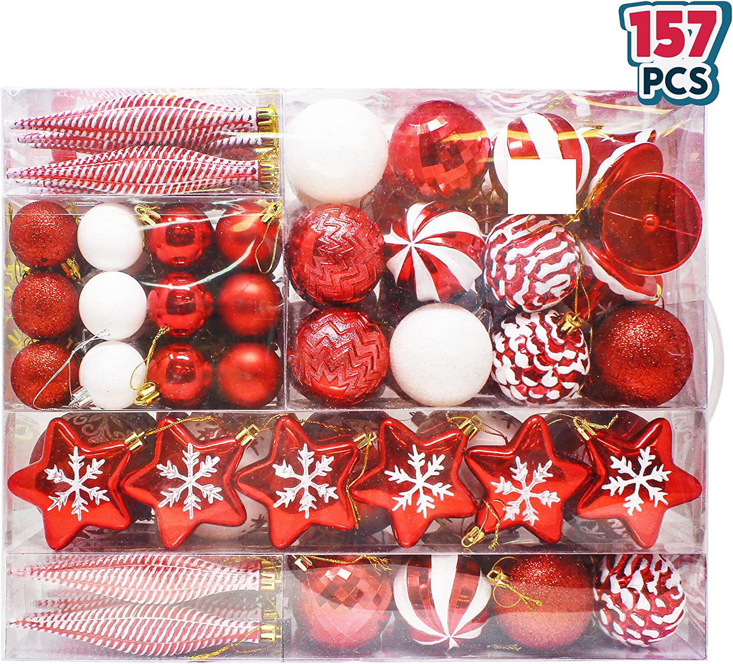 157 Pcs Red and White Christmas Ornaments