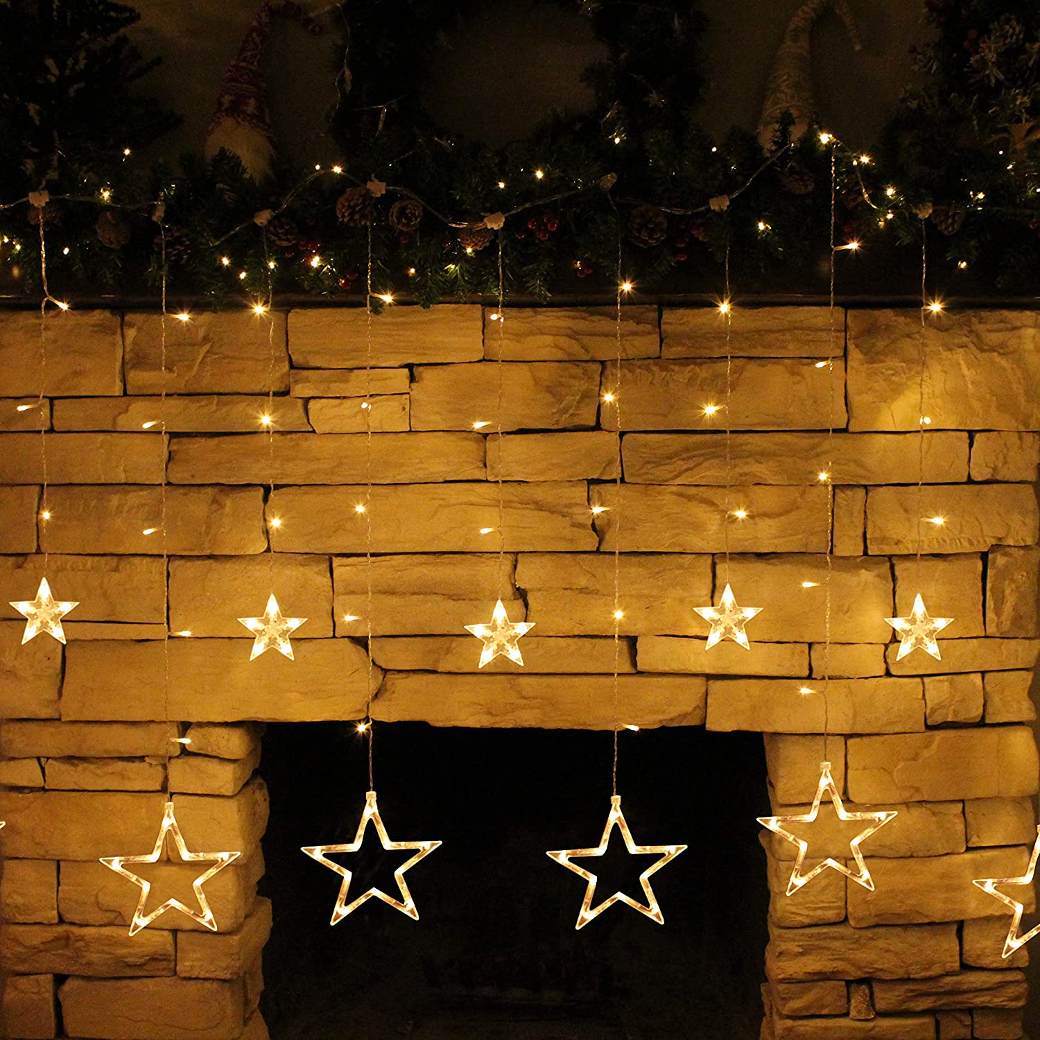2 Pack 138 LED Stars Fairy String Lights Warm White