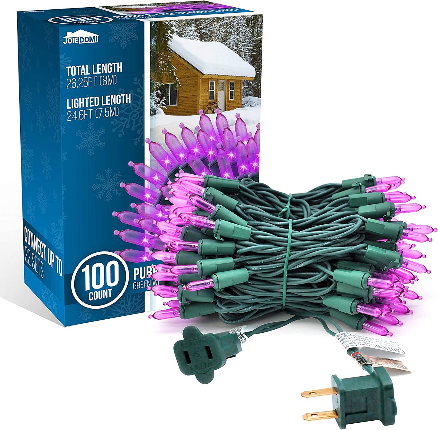 100-count Purple LED Green Wire Lights