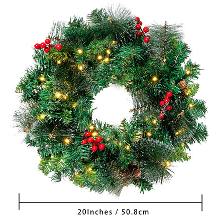 Artificial Christmas Wreath Prelit with 15in Hanger