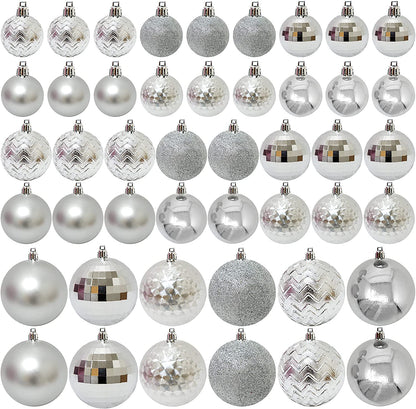 46ct Assorted Size Silver Christmas Ball Ornaments