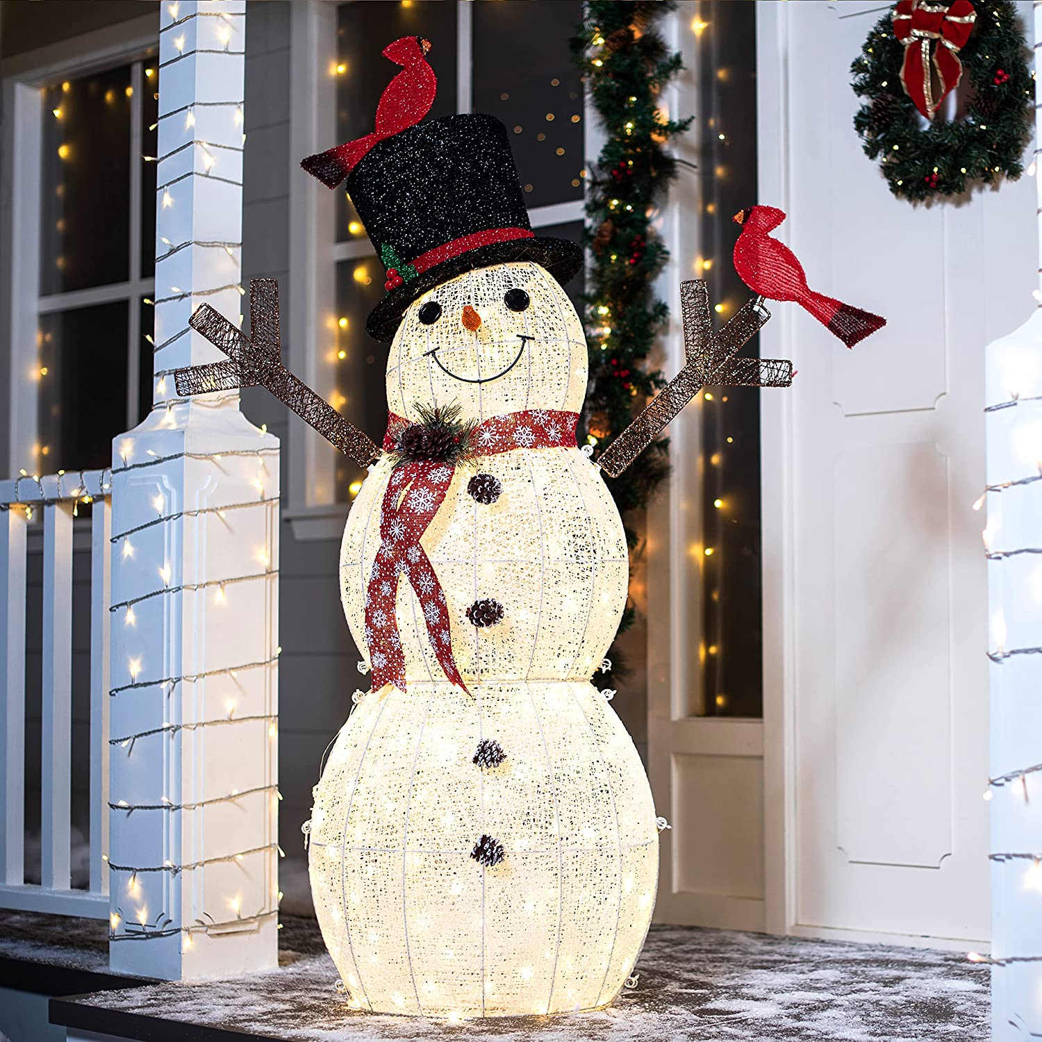 JOIEDOMI | 5FT COTTON SNOWMAN LED YARD LIGHT