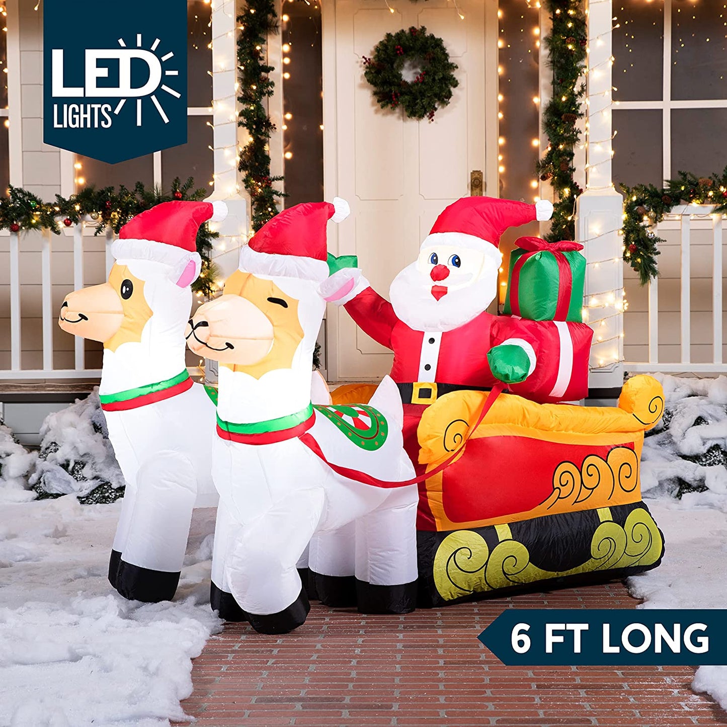 Large Santa on Llama Sleigh Inflatable (6 ft)